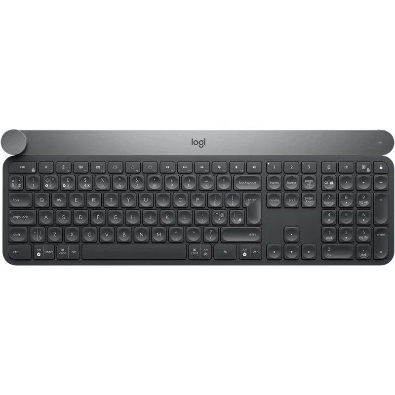 Logitech Craft Illuminated Wireless Keyboard, 2.4GHz Wireless And Bluetooth, Programmable Input Dial, Multi-Device, Automatic Backlit Keys, Rechargeable, PC/Mac/Laptop QWERTY UK Layout - Black - eBuy UAE